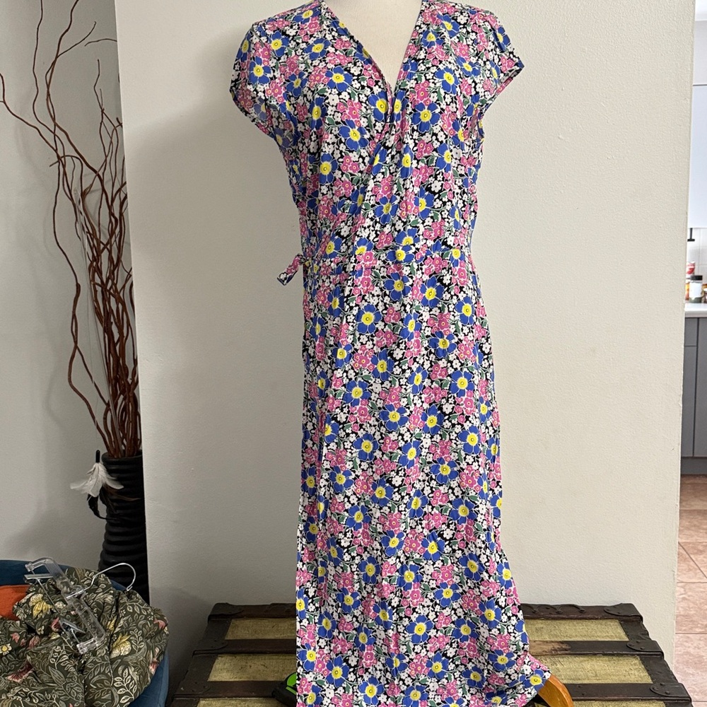 J. Crew Floral Print Dress with Pink, Blue, and Yellow